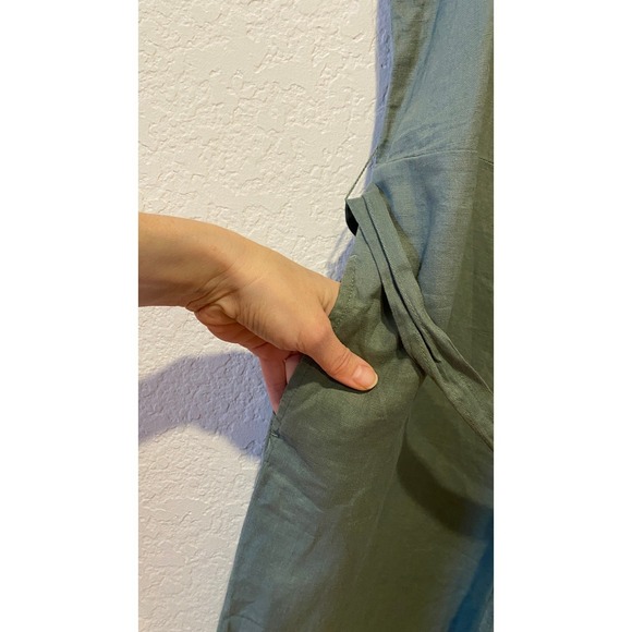 Quince Jumpsuit Size S Green European Linen Square Neck Beach Minimalist NWT - Picture 3 of 11